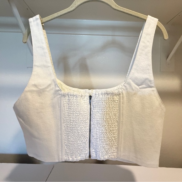 Alice + Olivia Breslin Boned Corset Denim Crop Top White Size 12 NWOT - Picture 4 of 10